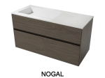 Meuble avec vasque Solid-Surface, finition bois ou couleurs, deux tiroirs à onglet, Largeur 100, 120 et 140 cm, P. 45 cm, Hauteur 56 cm, Stock disponible, LIVRAISON OFFERTE
